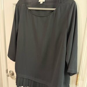 J. Jill Black Blouse with Pleated Hem